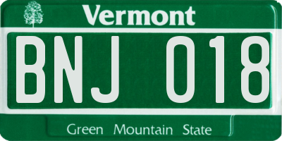 VT license plate BNJ018