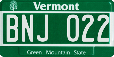 VT license plate BNJ022