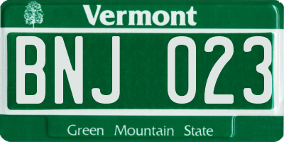 VT license plate BNJ023