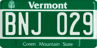 VT license plate BNJ029