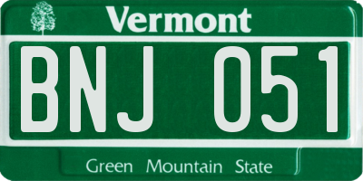 VT license plate BNJ051