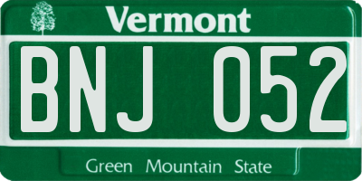 VT license plate BNJ052