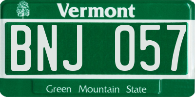 VT license plate BNJ057
