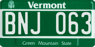 VT license plate BNJ063