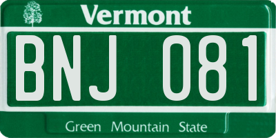 VT license plate BNJ081