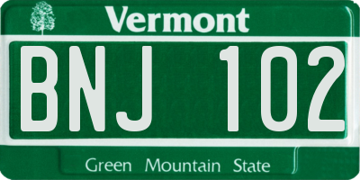 VT license plate BNJ102
