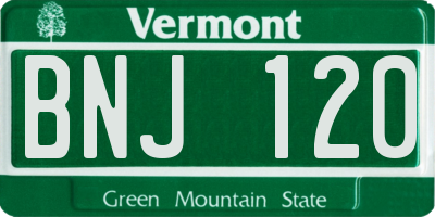 VT license plate BNJ120