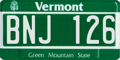 VT license plate BNJ126