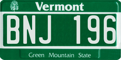 VT license plate BNJ196