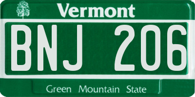VT license plate BNJ206