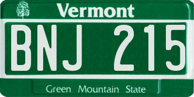 VT license plate BNJ215