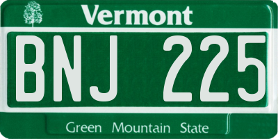 VT license plate BNJ225