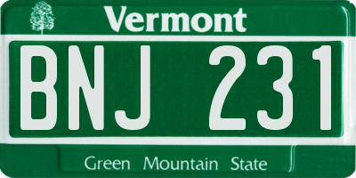 VT license plate BNJ231