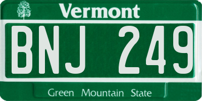 VT license plate BNJ249