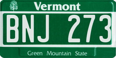 VT license plate BNJ273