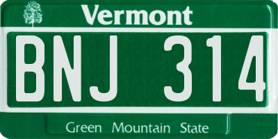 VT license plate BNJ314