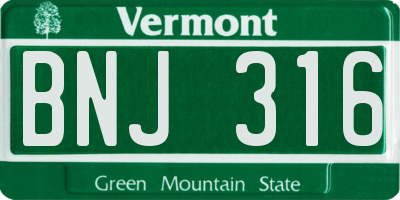 VT license plate BNJ316