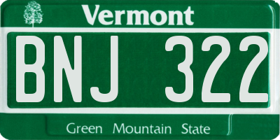 VT license plate BNJ322