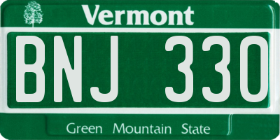 VT license plate BNJ330