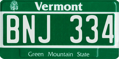 VT license plate BNJ334