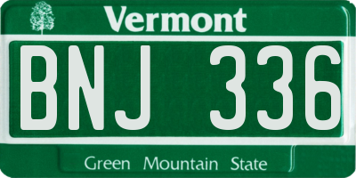 VT license plate BNJ336