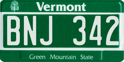 VT license plate BNJ342