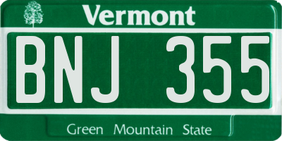 VT license plate BNJ355
