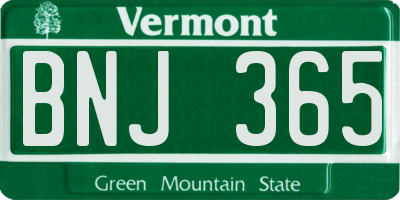 VT license plate BNJ365