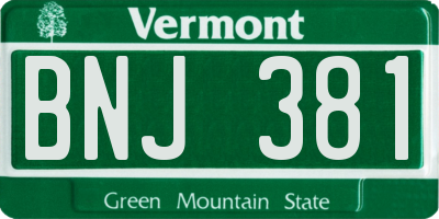 VT license plate BNJ381