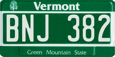 VT license plate BNJ382