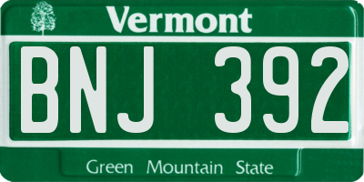 VT license plate BNJ392