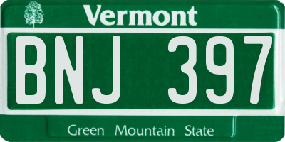 VT license plate BNJ397