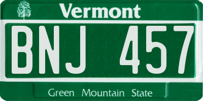 VT license plate BNJ457