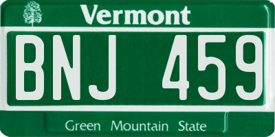 VT license plate BNJ459