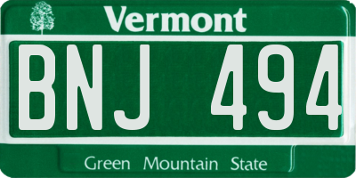 VT license plate BNJ494