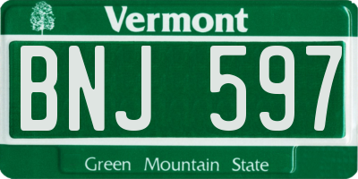 VT license plate BNJ597