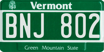 VT license plate BNJ802