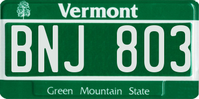 VT license plate BNJ803