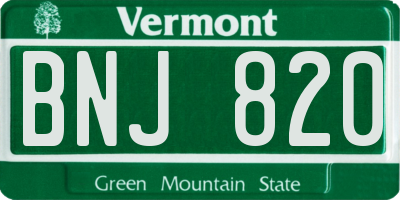 VT license plate BNJ820
