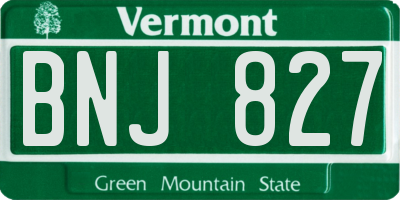 VT license plate BNJ827