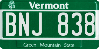 VT license plate BNJ838