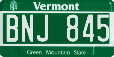 VT license plate BNJ845