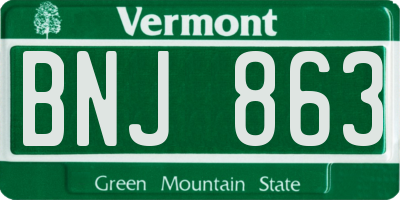 VT license plate BNJ863