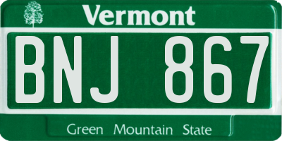 VT license plate BNJ867
