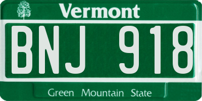 VT license plate BNJ918