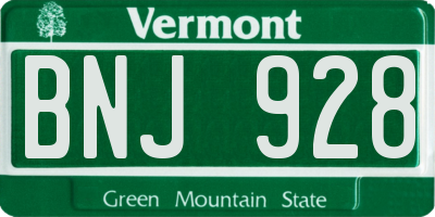 VT license plate BNJ928