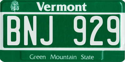VT license plate BNJ929
