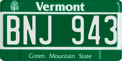 VT license plate BNJ943