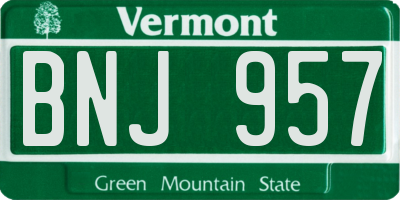 VT license plate BNJ957