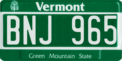 VT license plate BNJ965